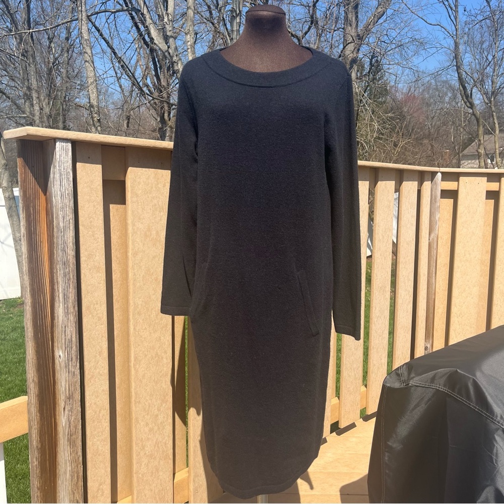 J. Jill Wool Blend Long Sleeve Knit Sweater Dress with Kangaroo Pocket Size M